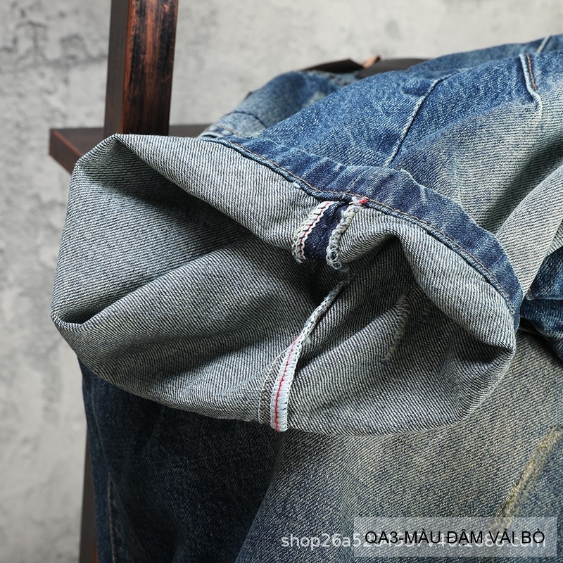 QA3 - Quần short jeans nam ống đứng phong cách Hàn Quốc, màu đậm vải bò, thiết kế túi chèn chéo thời thượng_thumbnail_12