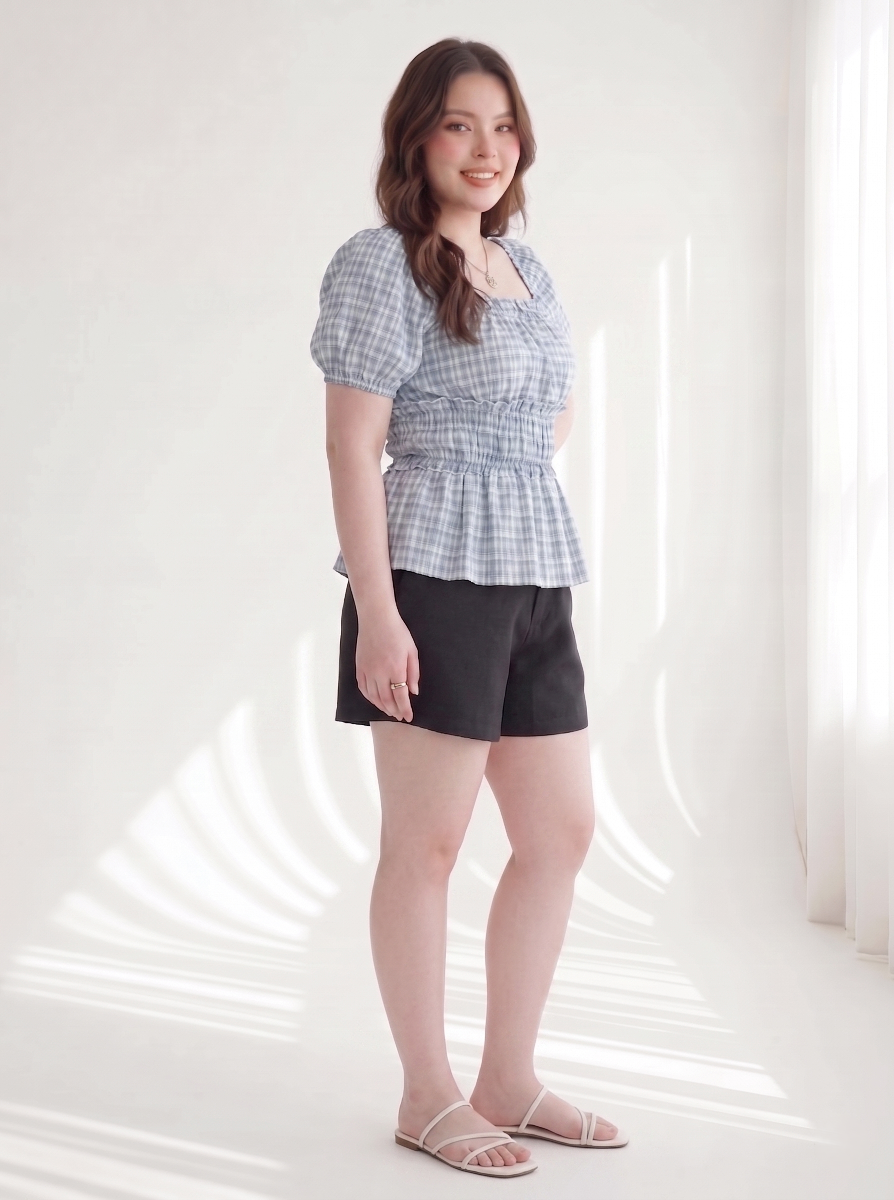 Quần Short Ống Rộng Lưng Thun Bigsize Gọn Đùi - Đen/Hồng Pastel - Vừa 55kg Trở Lên - QS011