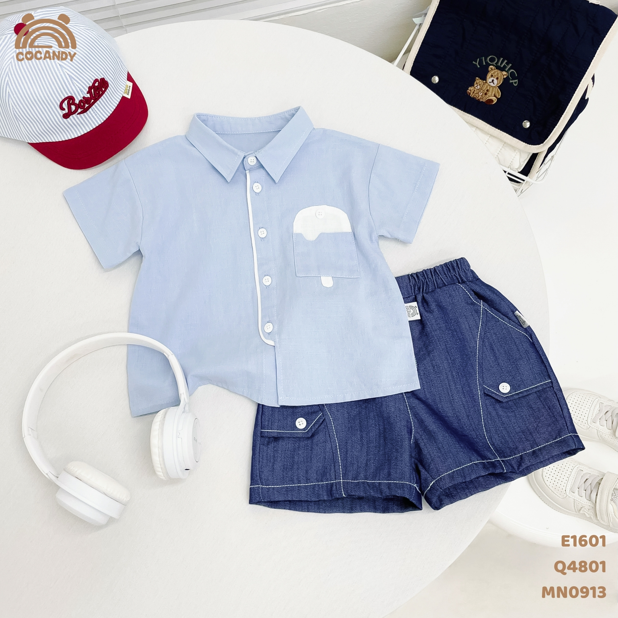 Áo cộc sơ mi XANH DƯƠNG hình cây kem_thumbnail_2