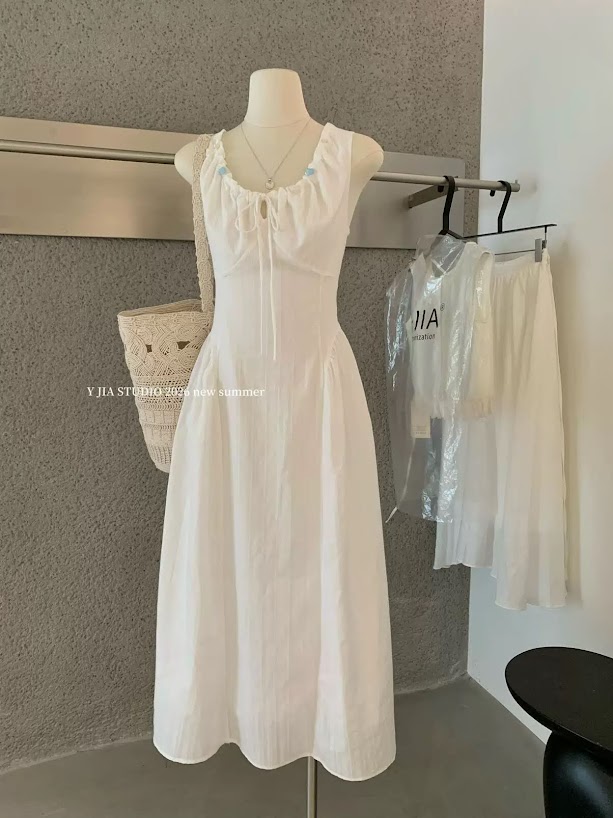 Lucas - Váy thô zile cổ tròn viền tết đính charm buộc nơ viền ngực gấu xòe bồng 2 bên