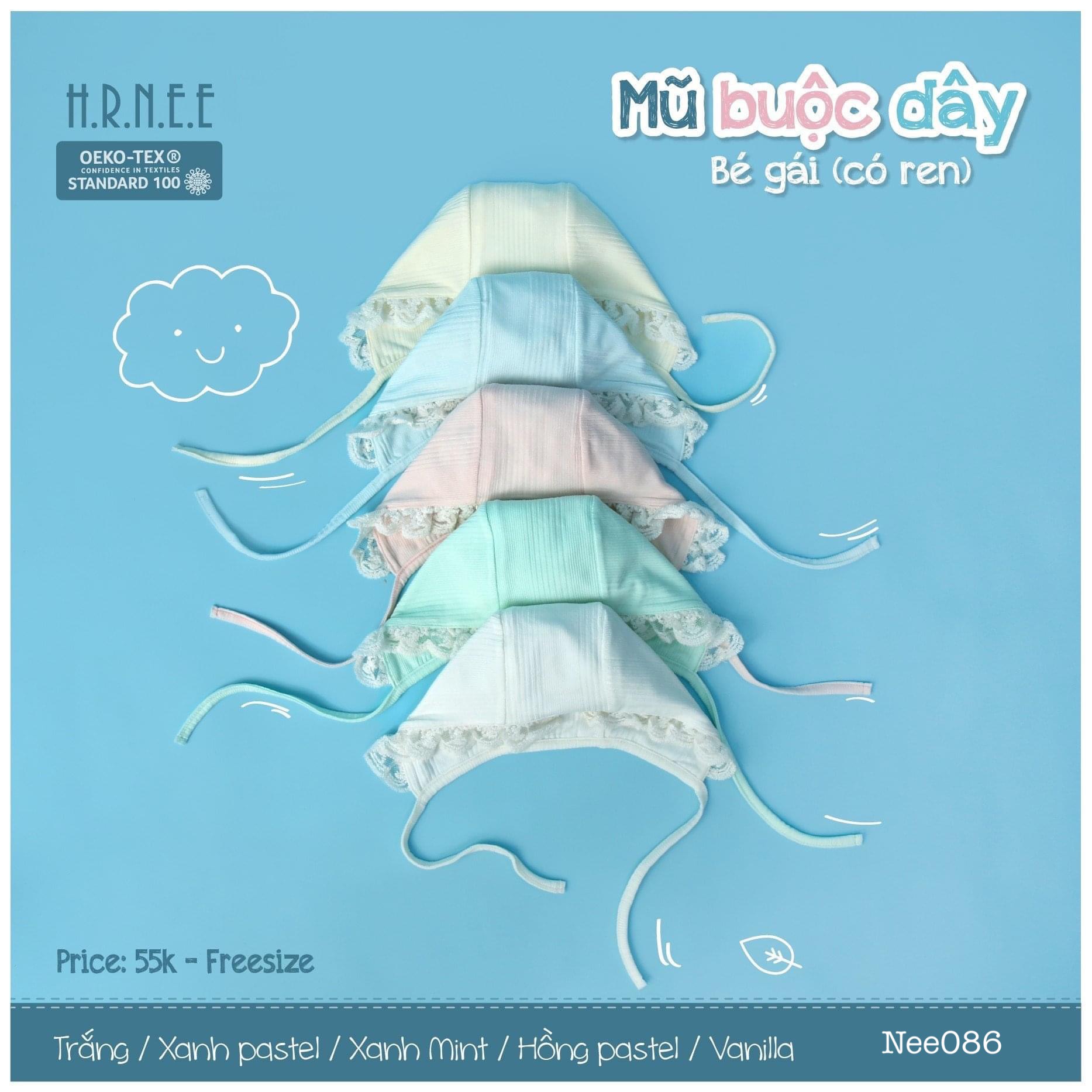 SALE Mũ buộc dây bé gái (có ren) HRNEE