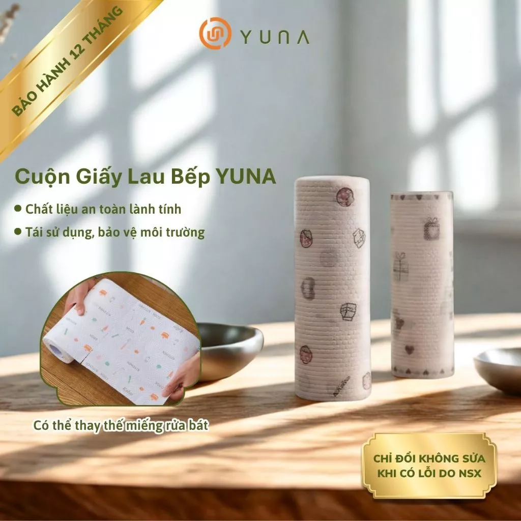 Cuộn giấy lau nhà bếp đa năng 20cm - Tiết kiệm chi phí, thấm hút tốt, tái sử dụng nhiều lần