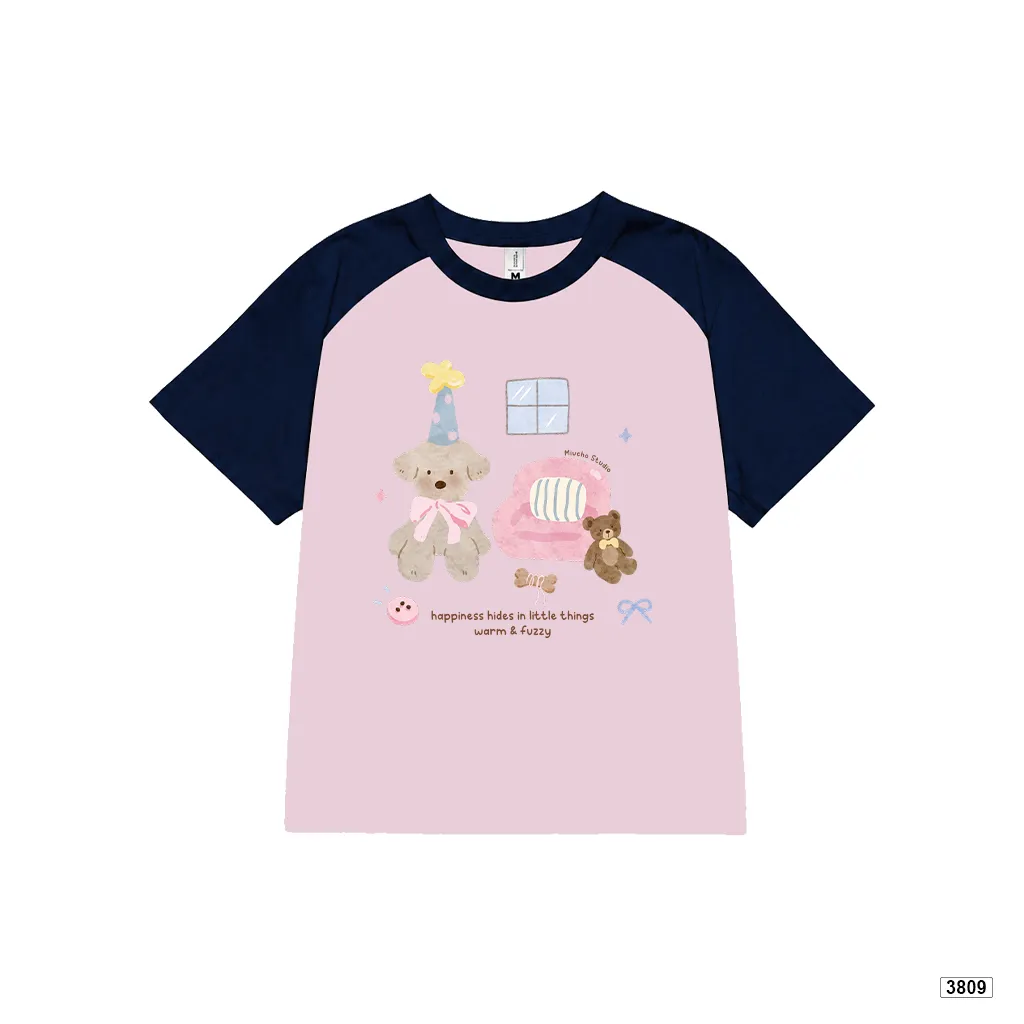 Áo thun babytee raglan gấu teddy dễ thương phong cách Hàn Quốc Miucho 3809_thumbnail_8