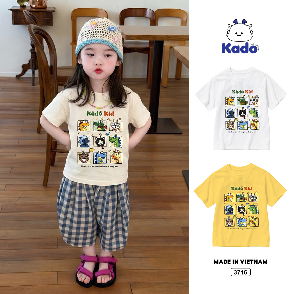 Áo thun bé gái form rộng mùa hè đáng yêu Kado 3716