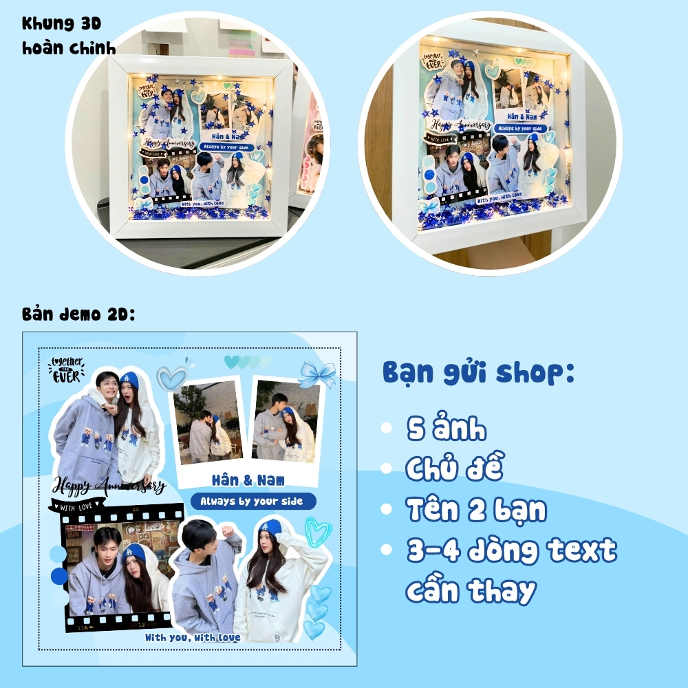 HỎA TỐC - KHUNG ẢNH 3D quà tặng sinh nhật, ngày kỷ niệm, người yêu, bạn bè, thầy cô, người thân DT5N