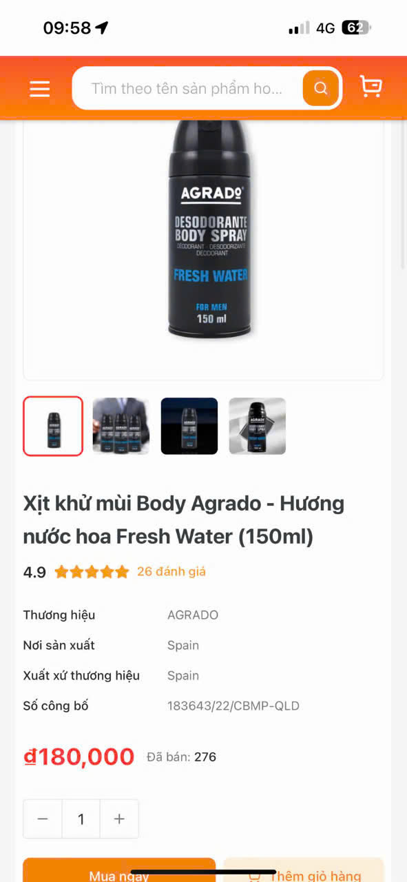 Xịt Khử Mùi Body Nam Agrado 150ml_thumbnail_4