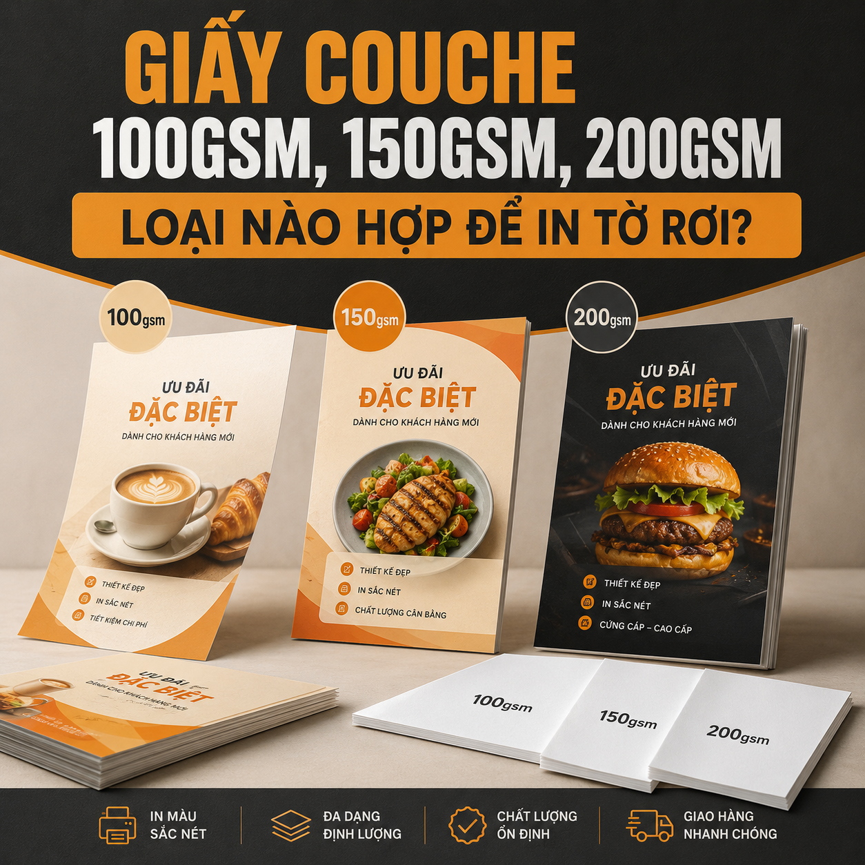 Giấy Couche In Tờ Rơi: Chọn 100gsm, 150gsm, 200gsm