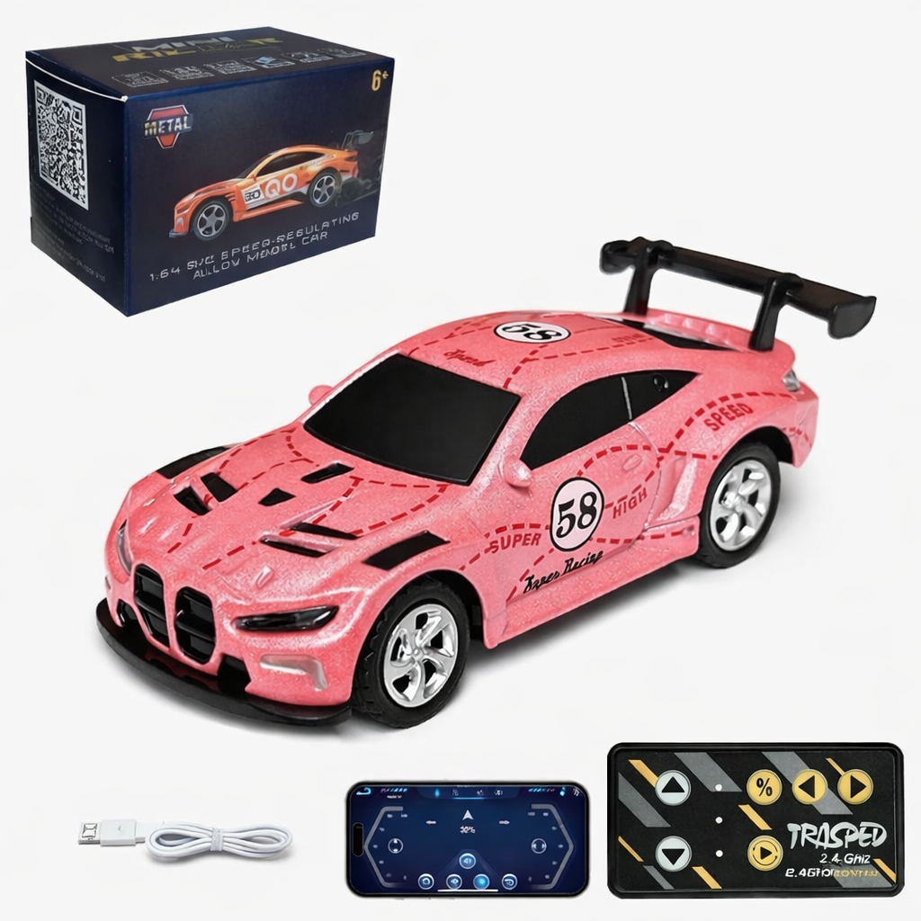 Xe Điều Khiển Từ Xa Mini BMVV M4 1:64 Vỏ Kim Loại, Kết Nối Điện Thoại, Đèn LED Trước Sau, Sạc USB 2.4GHz 359BM_thumbnail_2