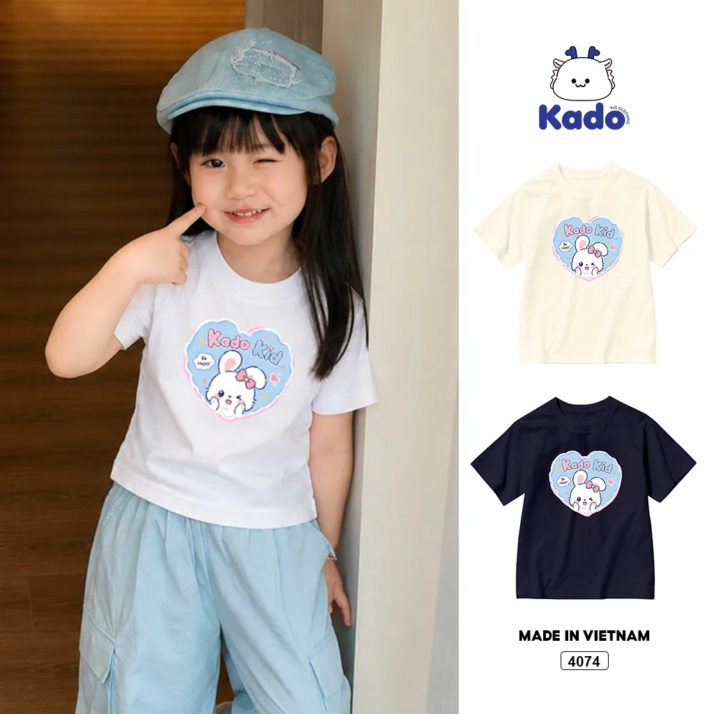 Áo thun bé gái Thỏ yêu chất thoáng mát Kado 4074
