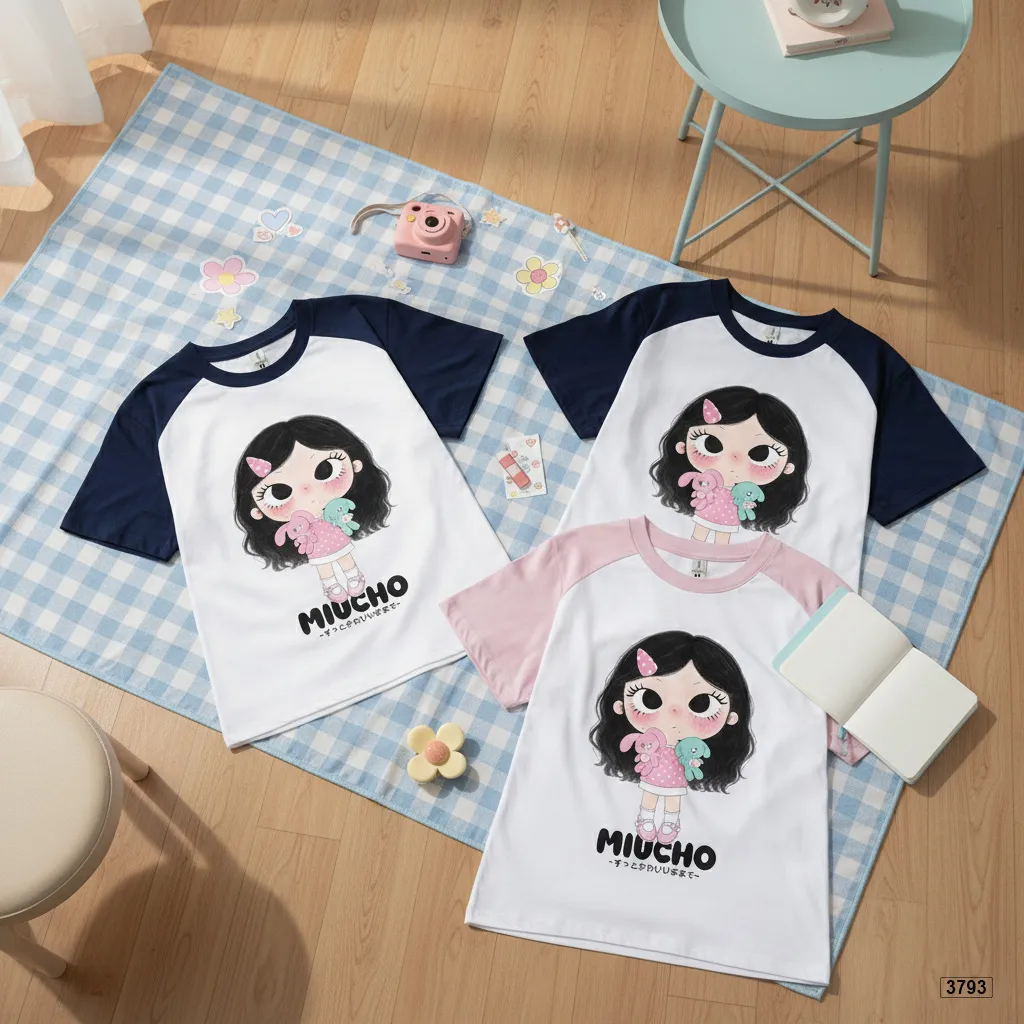 Áo babytee phối tay raglan mix màu Cartoon Baby Girl dễ thương Miucho 3793_thumbnail_7