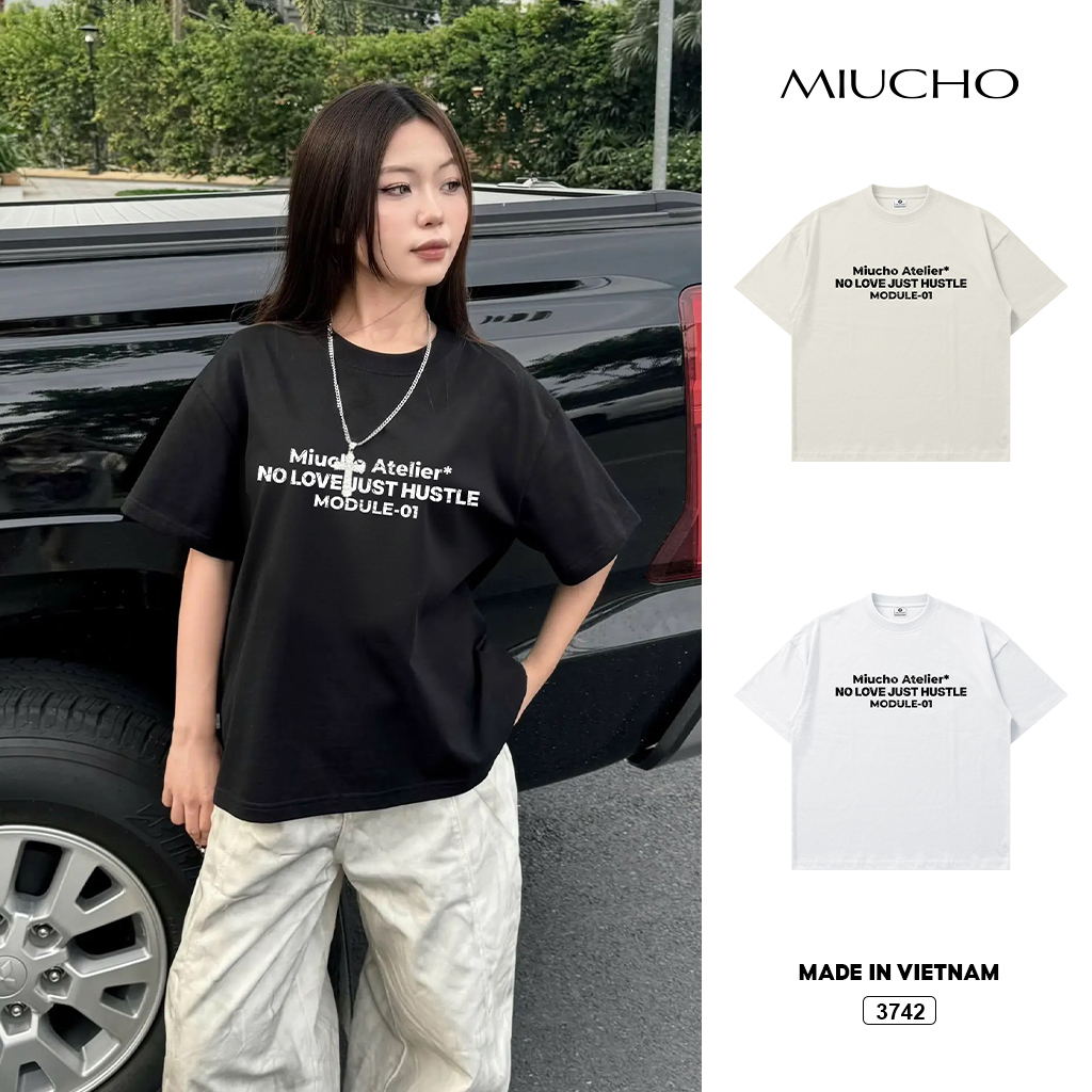 Áo thun boxy nam nữ unisex dày dặn đứng form phong cách tối giản basic Miucho 3742
