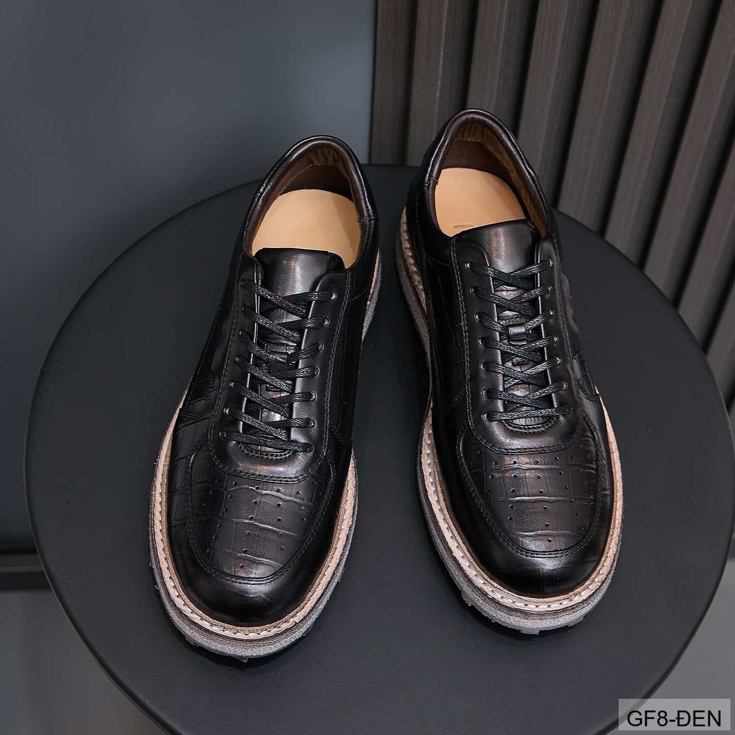 GF8 - Giày thể thao nam cổ thấp da bò họa tiết cá sấu đế Goodyear phong cách casual_thumbnail_5