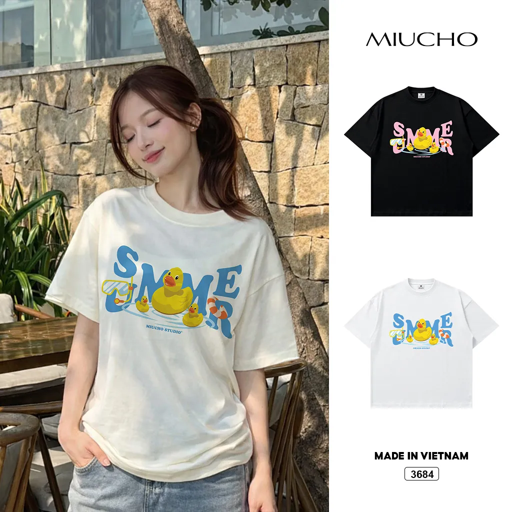 Áo thun boxy nam nữ phong cách mùa hè Miucho 3684