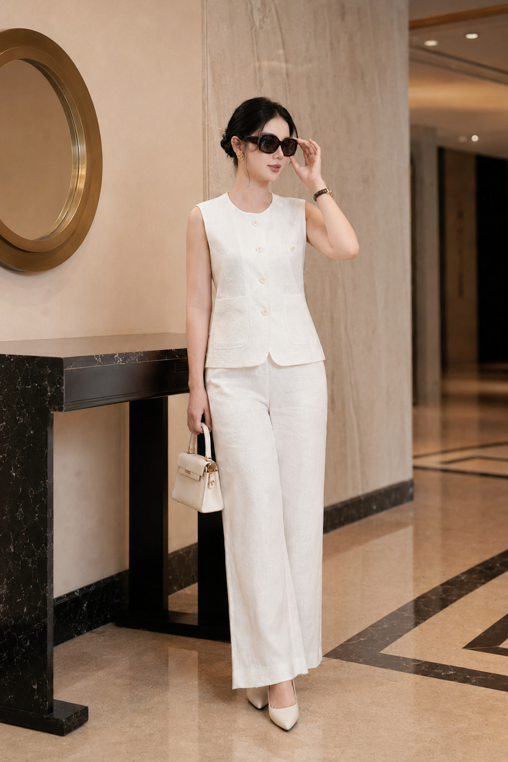 S012 - SET ÁO QUẦN GILE TRẮNG