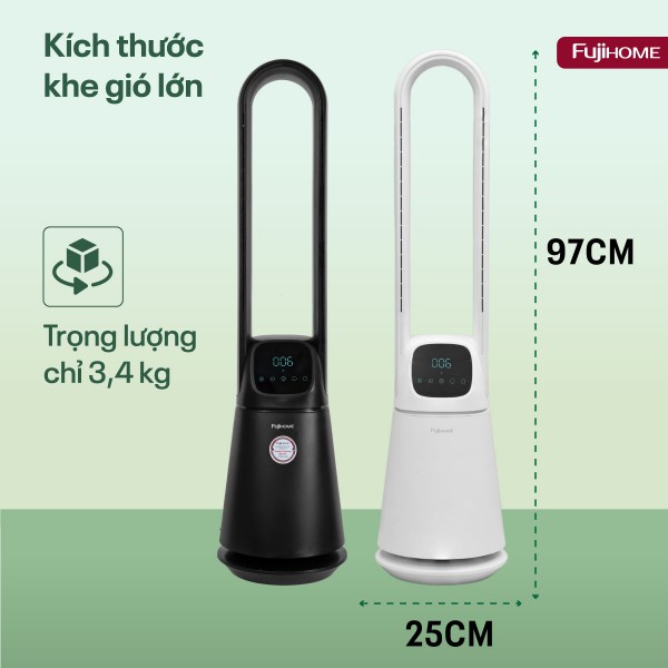 Quạt không cánh lọc không khí khử khuẩn Anion+ UV, kết nối WIFI Fujihome BF065-B/W_thumbnail_1
