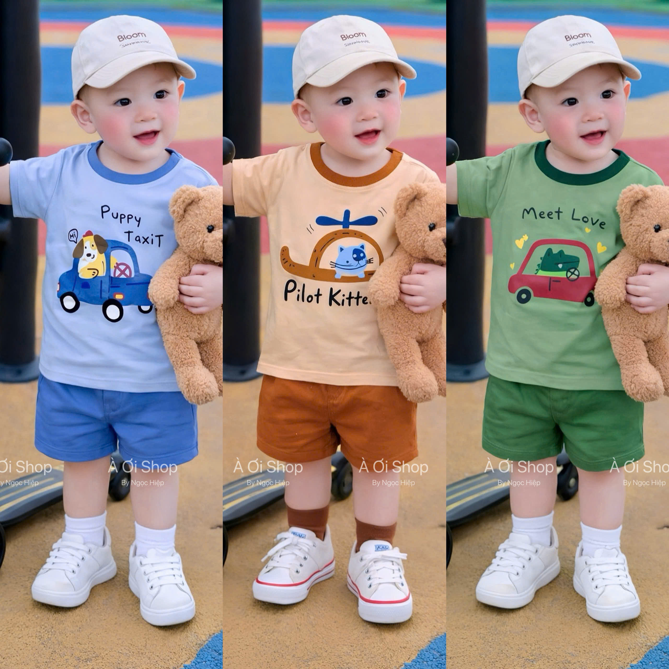 A16 SET 3 BỘ CỘC CÁ SẤU ĐI Ô TÔ MEET LOVE - A100.356
