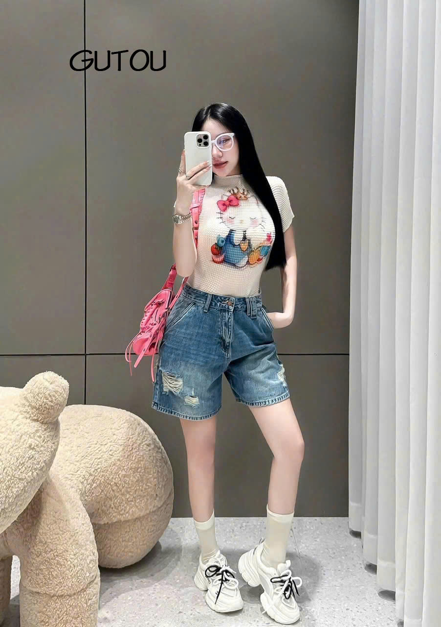 [ GUTOU ] Quần Short Jean Wash Rách Austin Denim_thumbnail_3