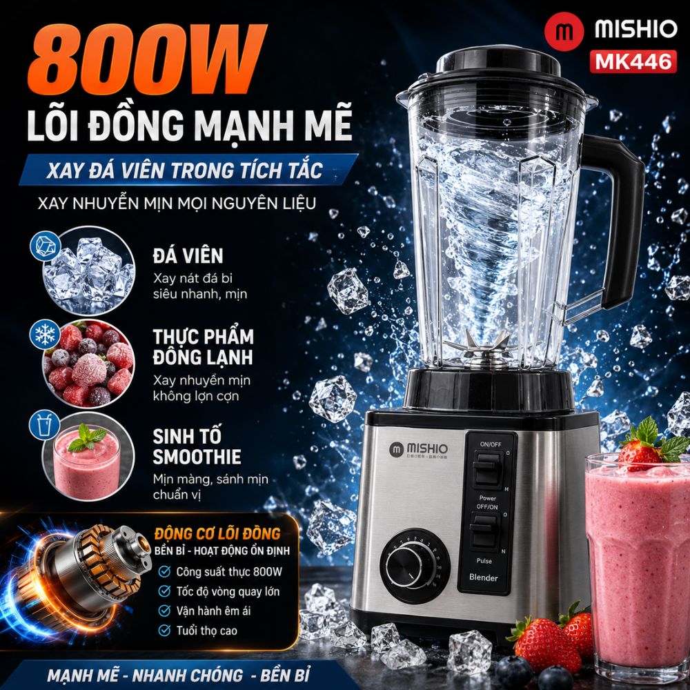 Máy Xay Sinh Tố Công Nghiệp Đa Năng Mishio MK446 (3.0L) - Công Suất 800W_thumbnail_16