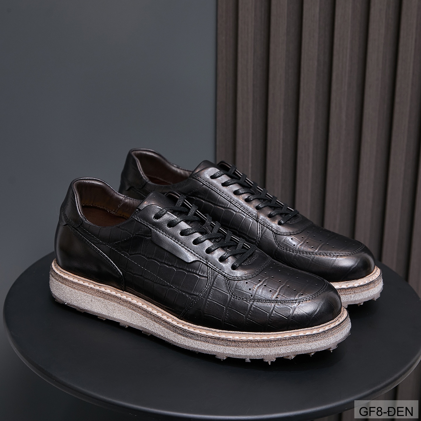 GF8 - Giày thể thao nam cổ thấp da bò họa tiết cá sấu đế Goodyear phong cách casual_thumbnail_3