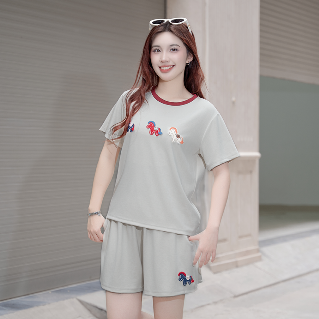 BN44 - Set Bộ Quần Áo Nữ Xuân Hè Áo Thun, Quần Cộc Short Sooc Đùi_thumbnail_3