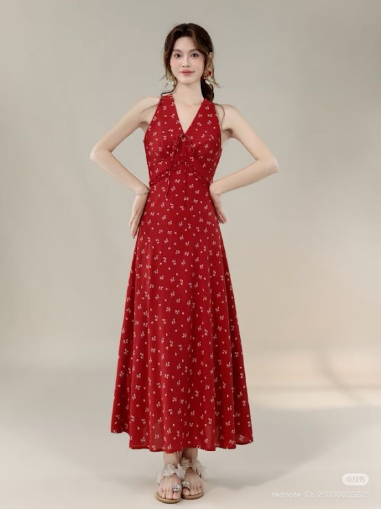 Lucas - Váy yếm maxi may chéo ngực buộc nơ chân xòe_thumbnail_2