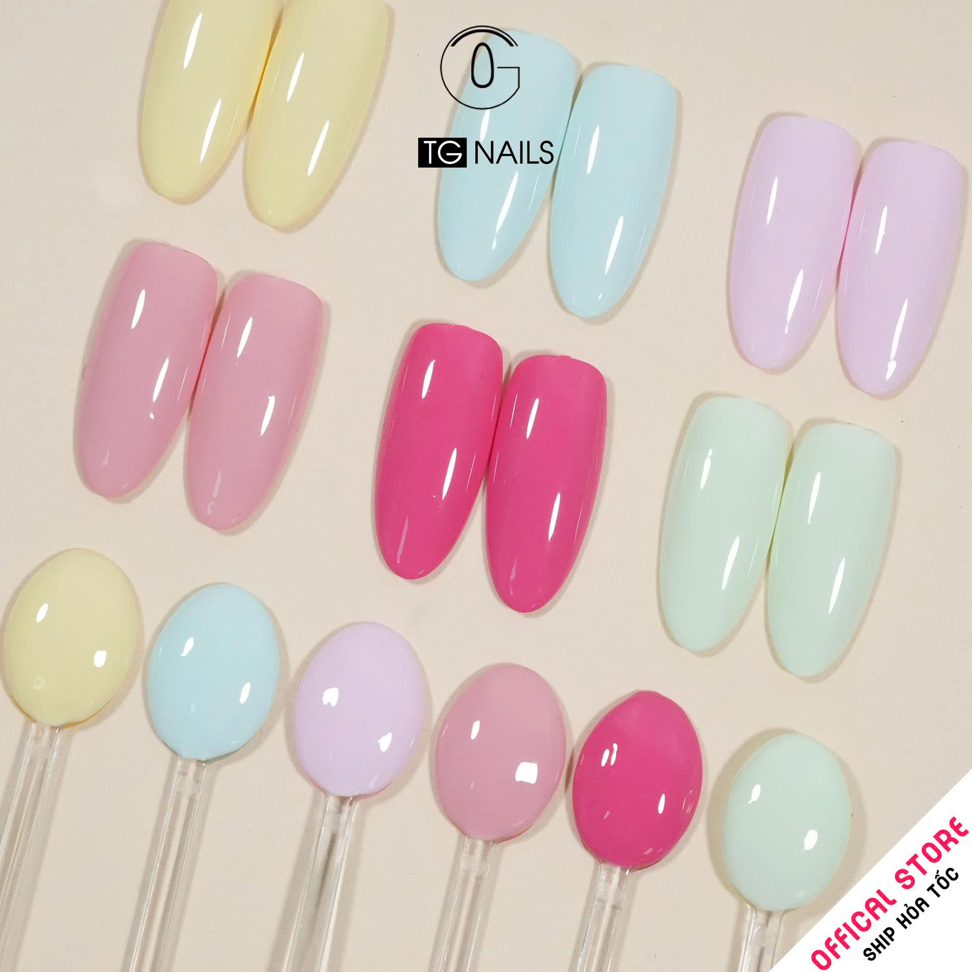 Sơn móng TG Nails gel. Khối lượng tịnh: 10g/ lọ. Nhãn hàng TG nail gel - Com bo Sơn GEL 6 màu Pastel_thumbnail_1