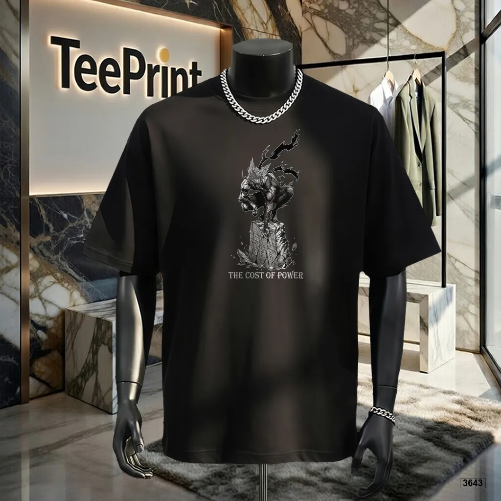 Áo thun nam form rộng The cost of power TeePrint 3643
