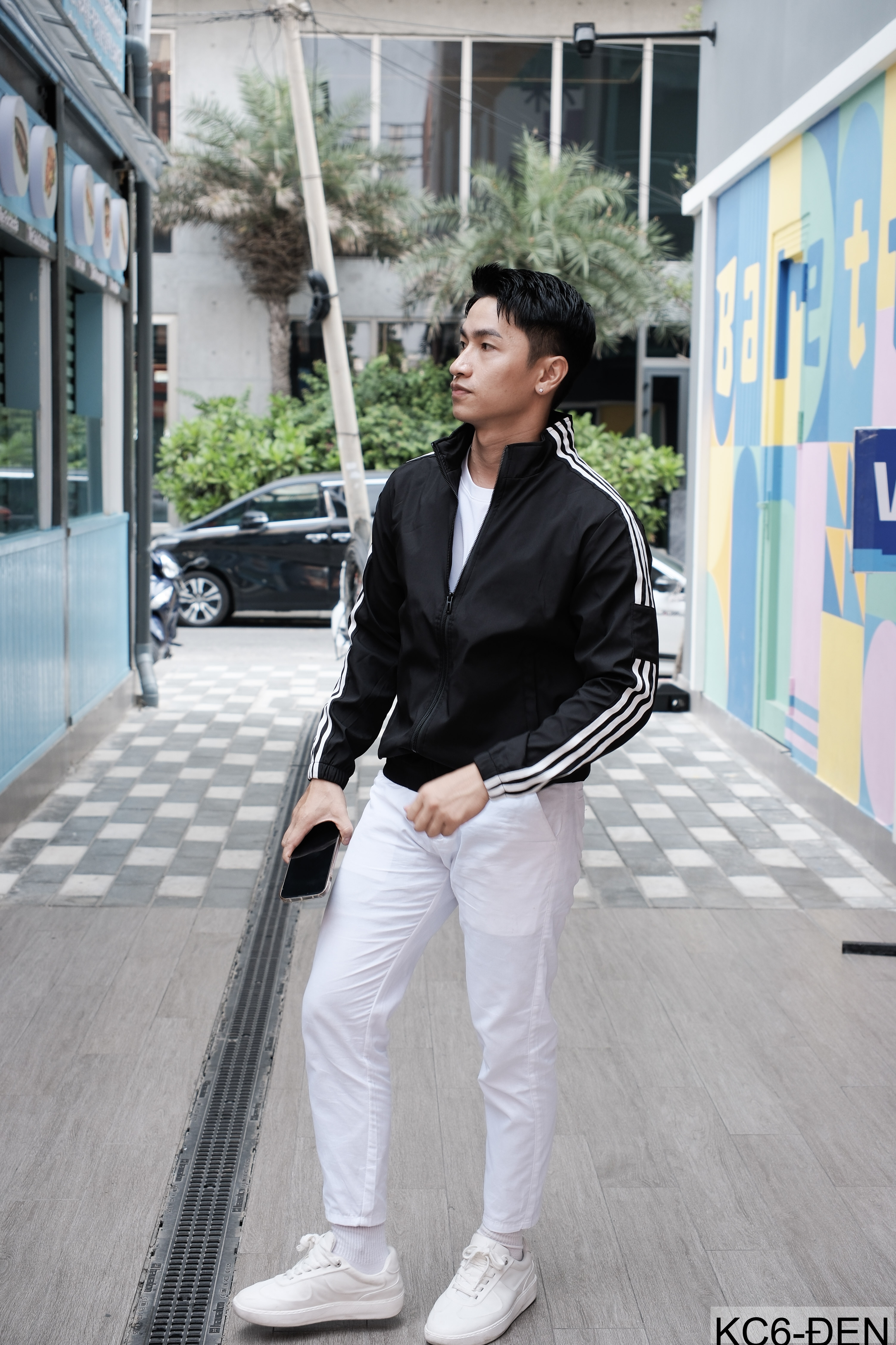 KC6 - Áo khoác nam thể thao cổ đứng tay dài chống mài mòn, thoáng khí, 3 màu trắng xanh lá đen_thumbnail_27