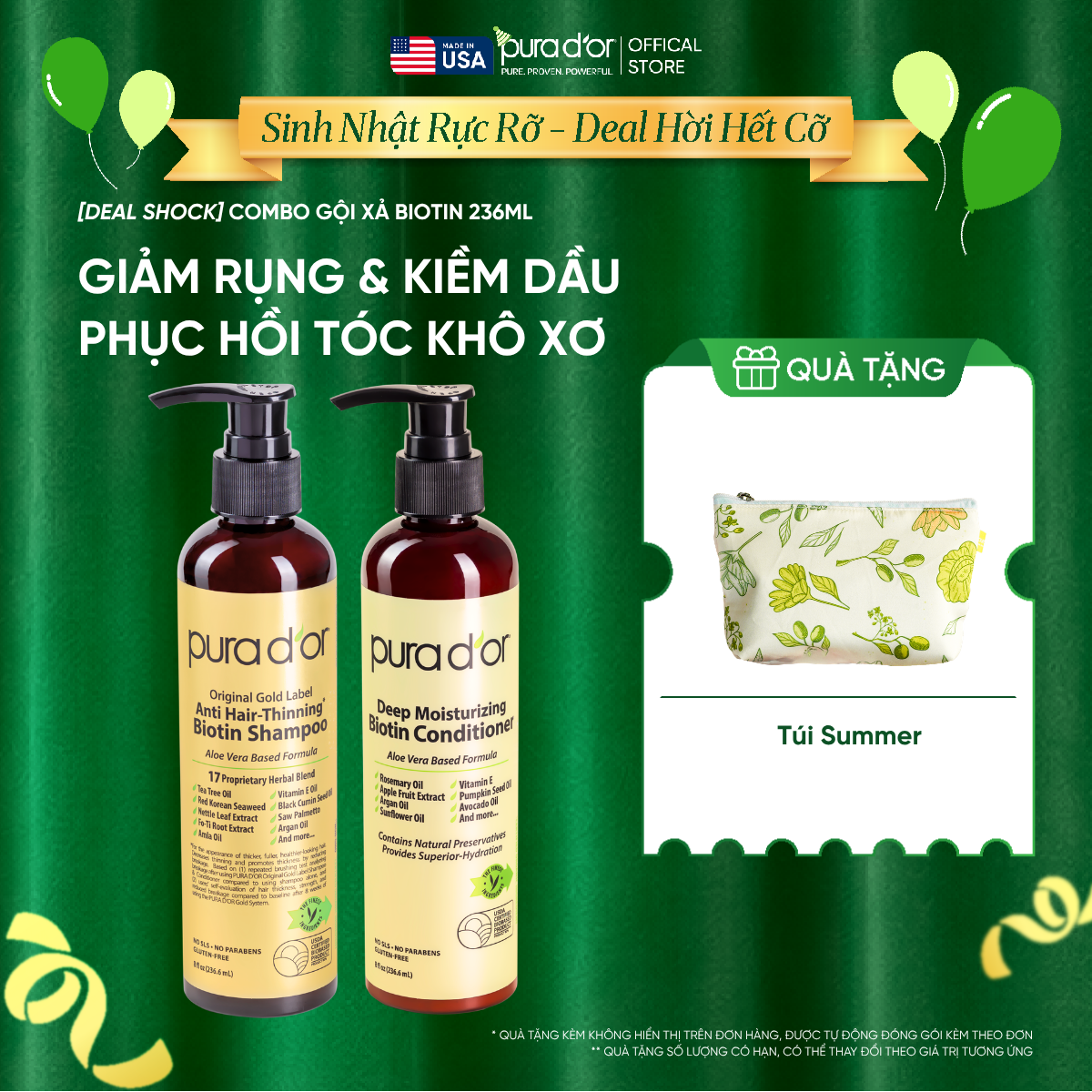 Combo Gội - Xả Biotin Pura D'or Original Gold Label & Deep Moisturizing Chăm Sóc Da Đầu, Dưỡng Ẩm Chuyên Sâu 236ml