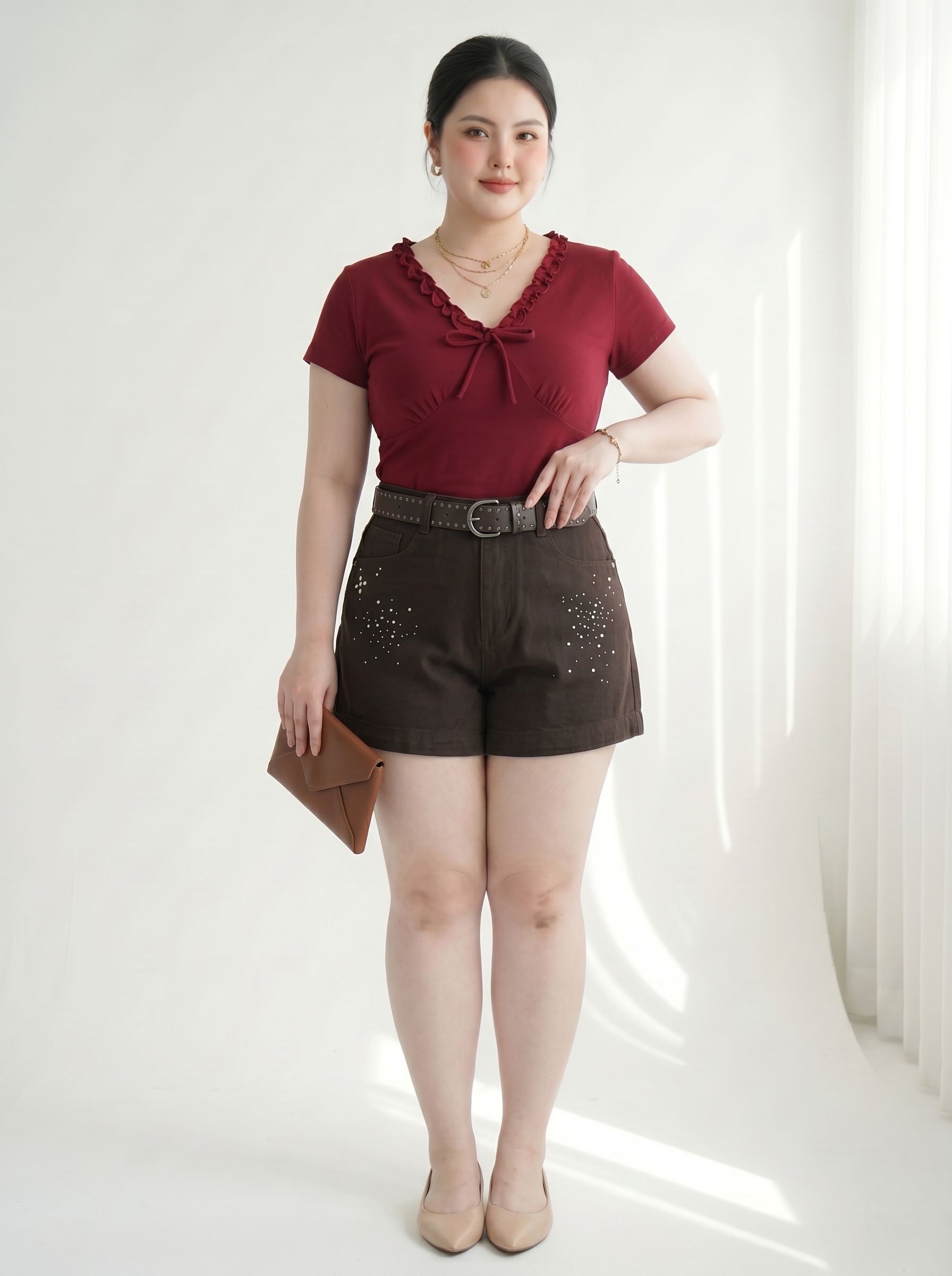 Quần Short Jean Ép Đá Bigsize Form Đứng Dễ Phối - Nâu Đậm/Đỏ Đô/Trắng - Size 30-35 - T-QSJ1322_thumbnail_1