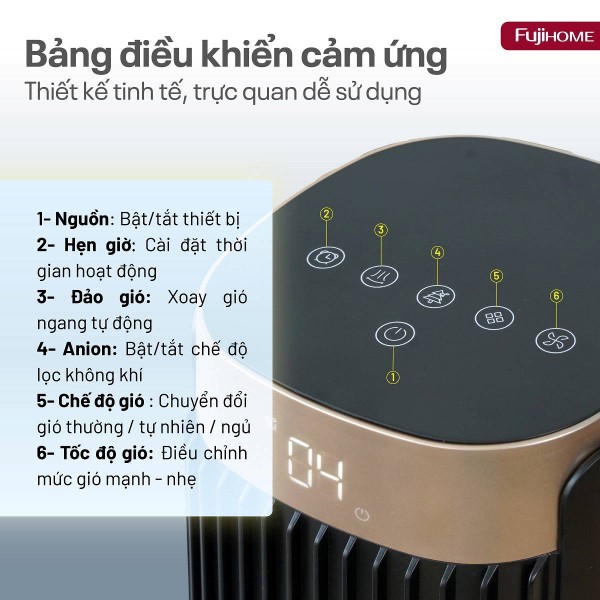 Quạt tháp lọc khí TF-21HL-DC (Đen + Gold)_thumbnail_5