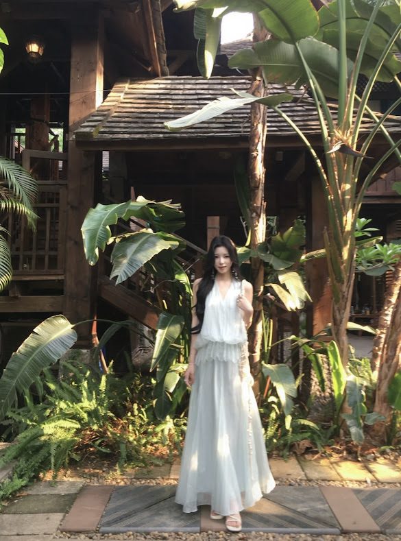 Lucas - Set áo voan tơ zile cổ tim + chân váy xòe dáng maxi_thumbnail_4