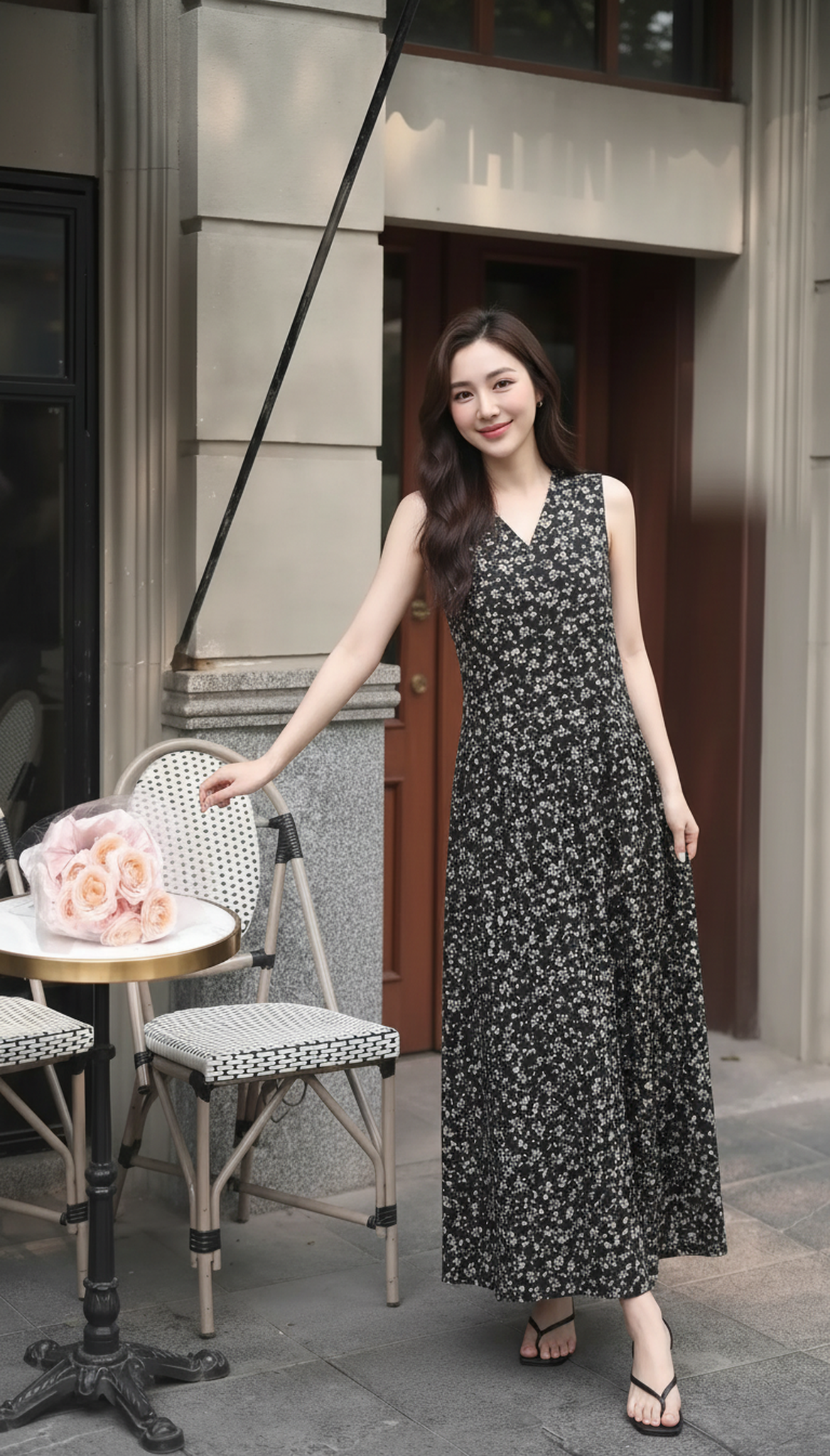 Đầm Hoa Đen Thanh Lịch-MV079