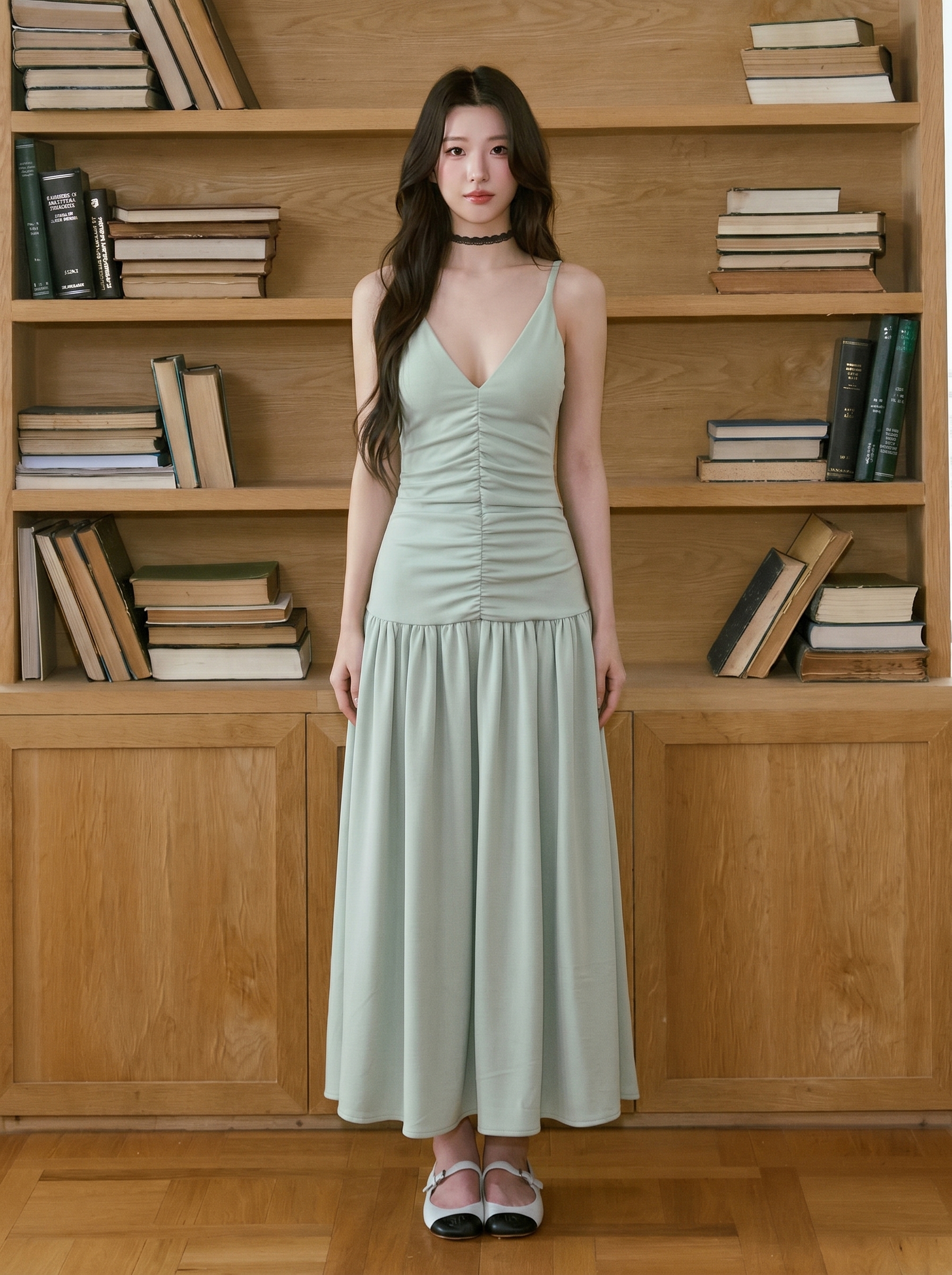 Lucas - Váy 2dây xoắn cutout lưng cổ tim xếp rúm thân nối gấu xòe dáng maxi