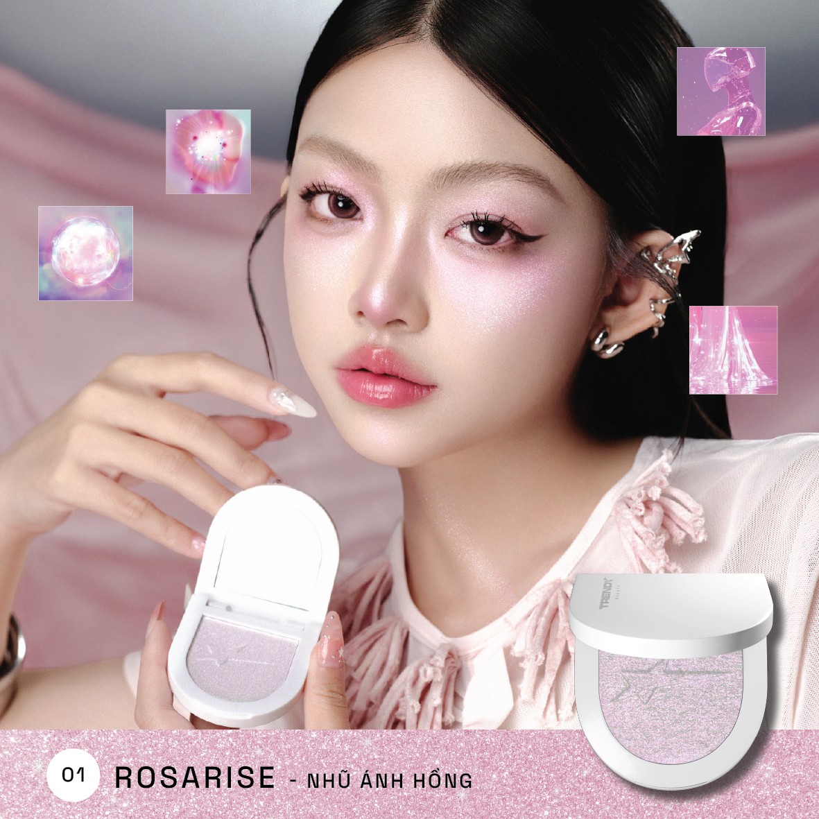 CHROMARISE HOLO HIGHTLIGHTER TRENDY BEAUTY (Màu 01 Rosarise)