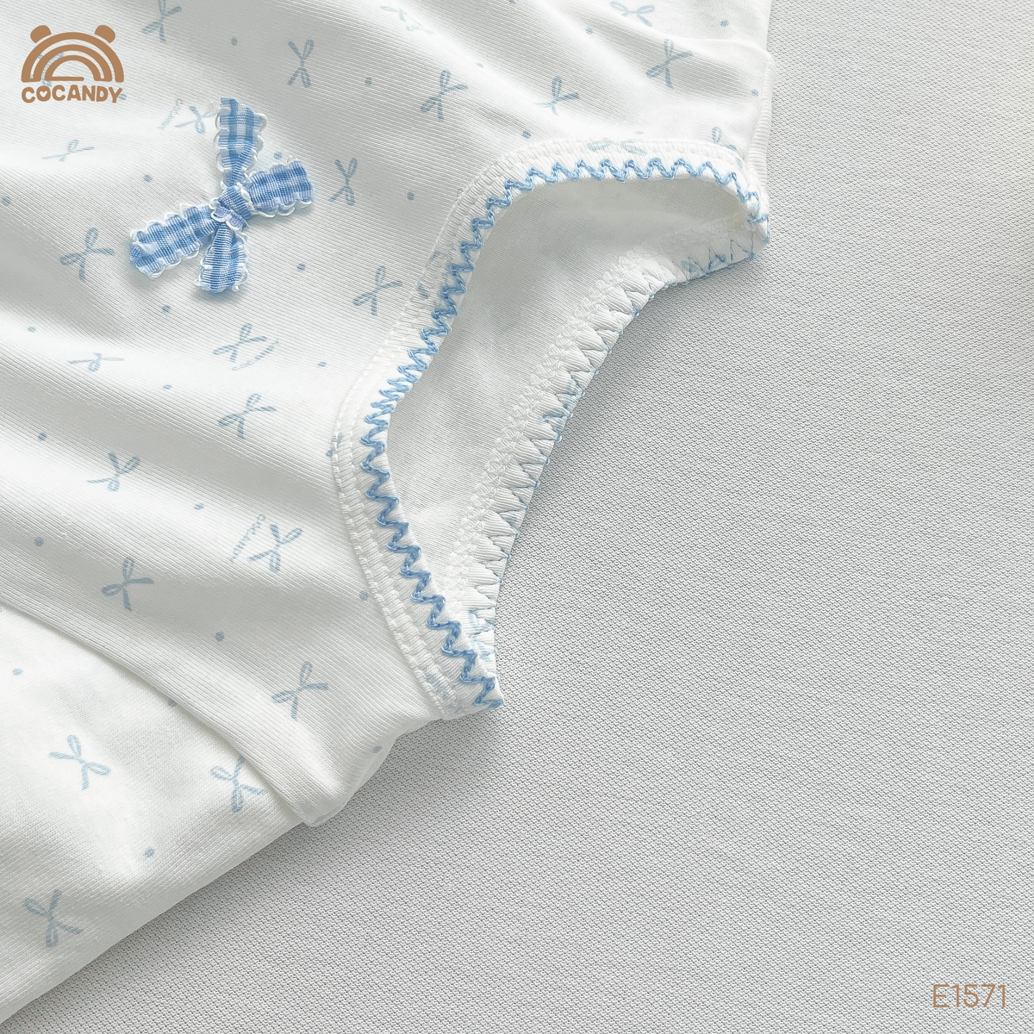 Áo cộc thun TRẮNG hình nơ bi XANH CCD_thumbnail_1