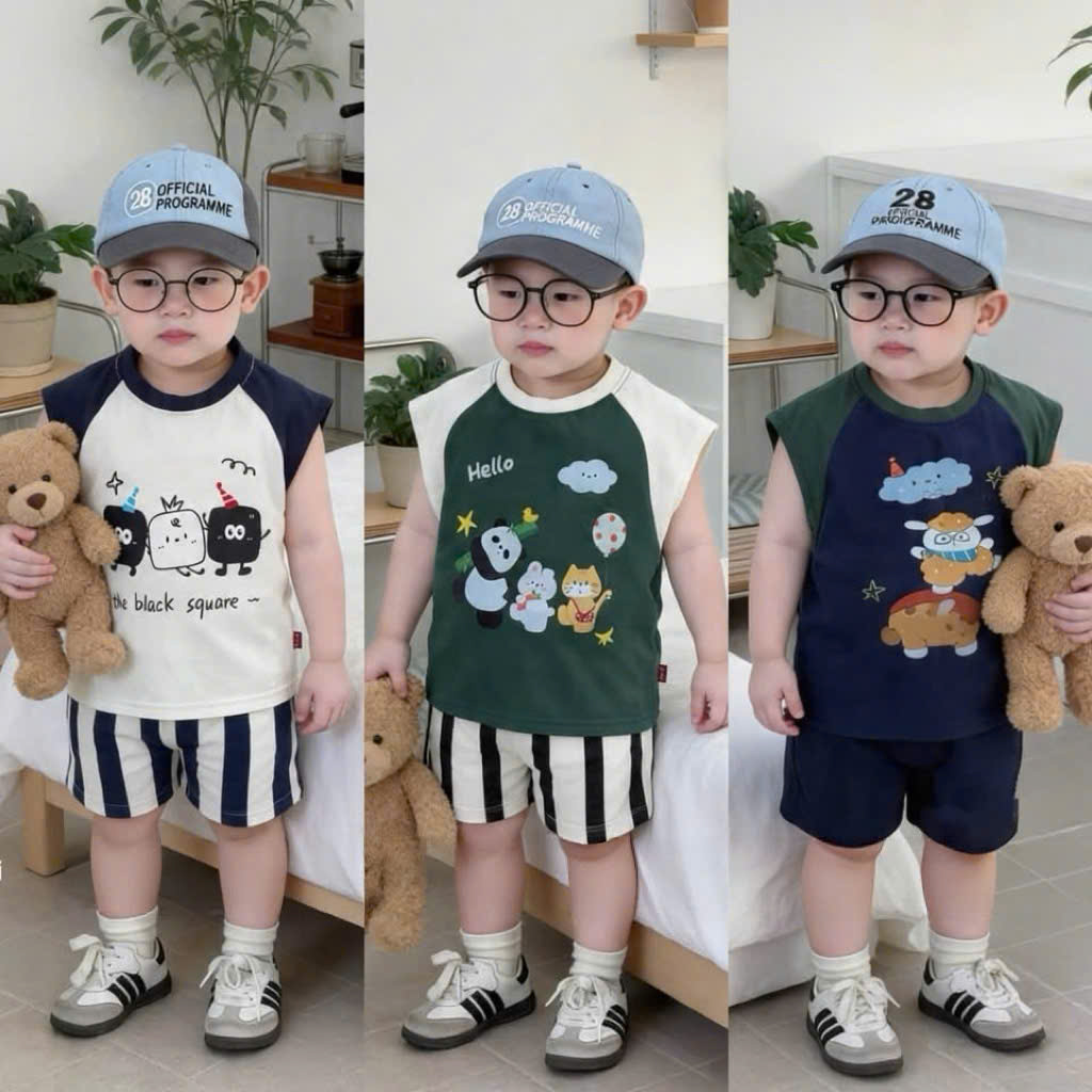 D76 SET 3 BỘ TAY HẾN GẤU TRÚC HELLO - A100.389
