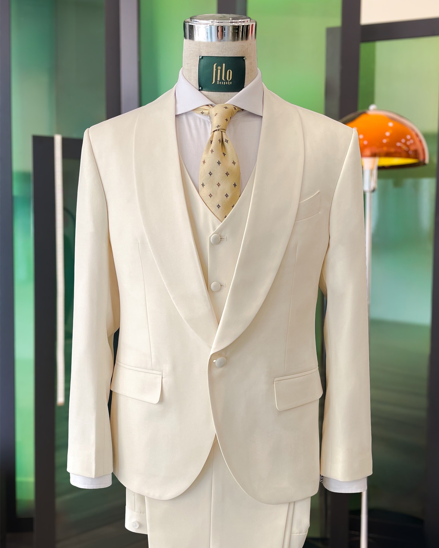 3-Piece Off White Suit
