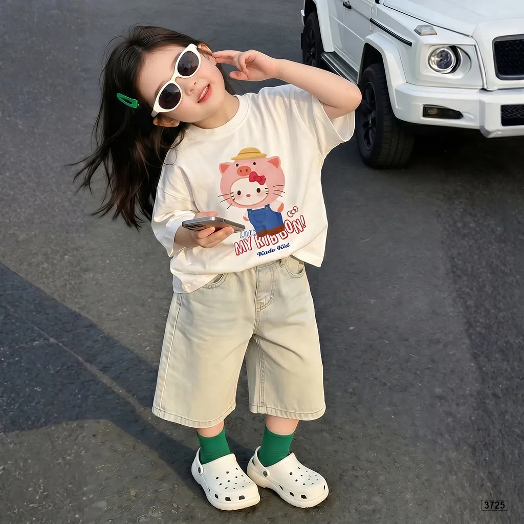 Áo thun bé gái kittie form rộng thoải mái Kado 3725_thumbnail_2