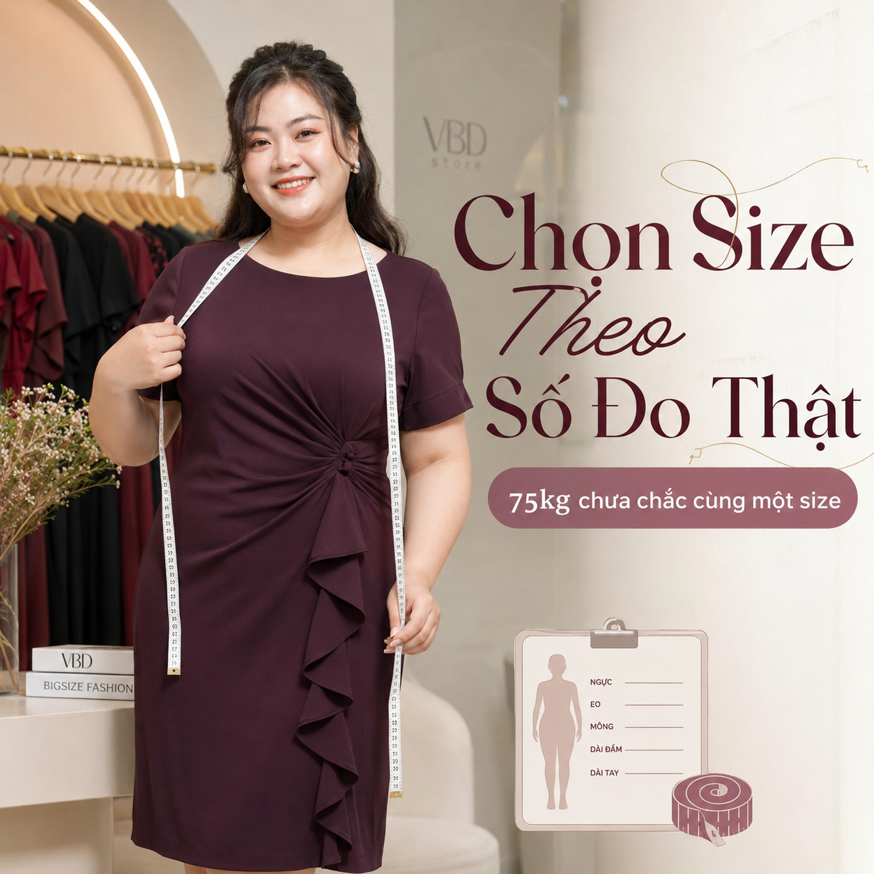 Chọn Size Đầm Bigsize Theo Số Đo Thật Cho Nàng 75kg
