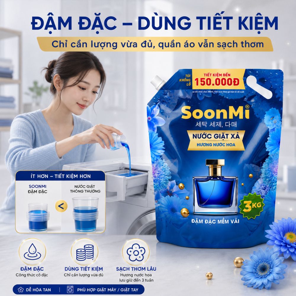 1 Thùng 3 túi Nước Giặt Xả 2 Trong 1 Soonmi 3kg_thumbnail_9