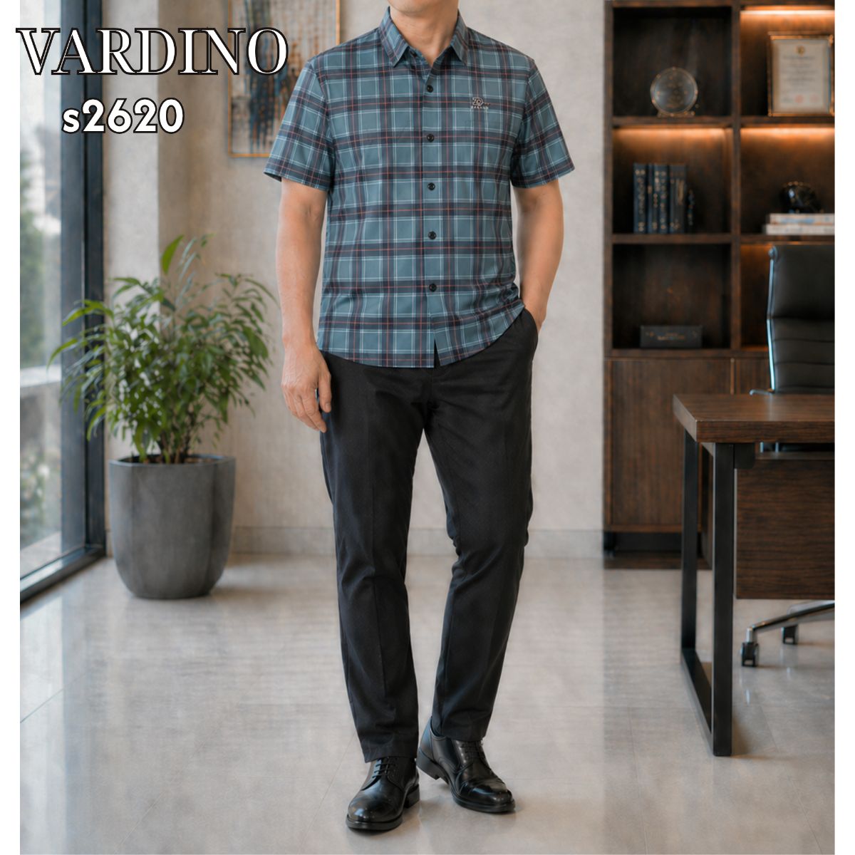 Sơ mi hoạ tiết kẻ Vardino S2620_thumbnail_4