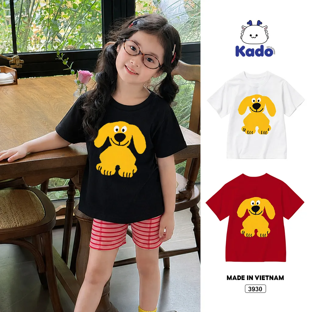 Áo thun bé trai bé gái hoạt hình cún đáng yêu Kado 3930