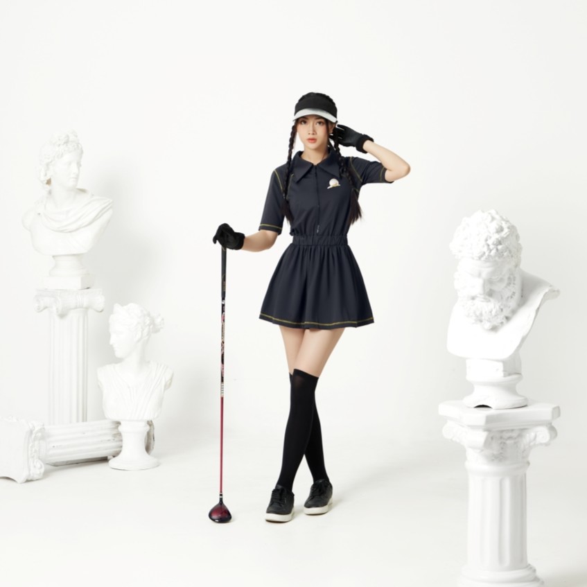 Đầm polo nữ đen