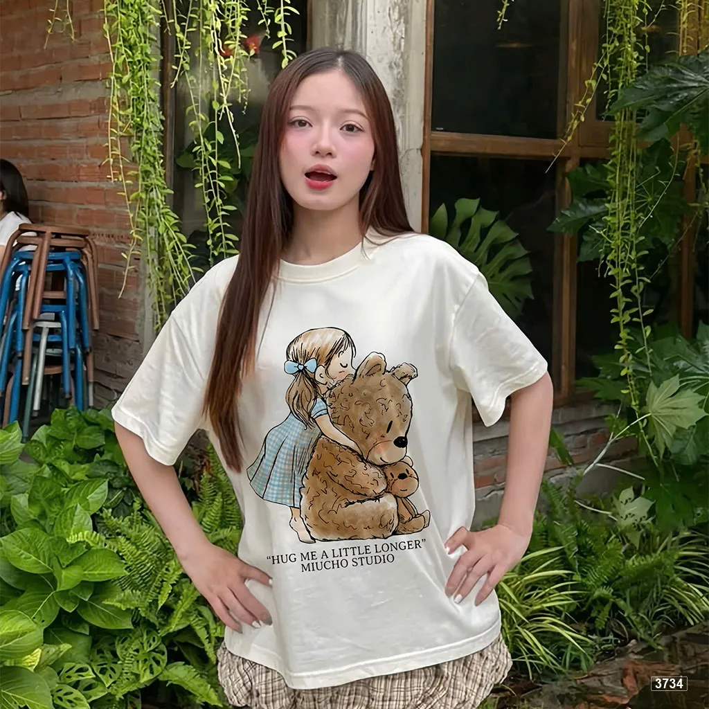 Áo thun boxy nữ phong cách dễ thương hoạt hình gấu Miucho 3734_thumbnail_6