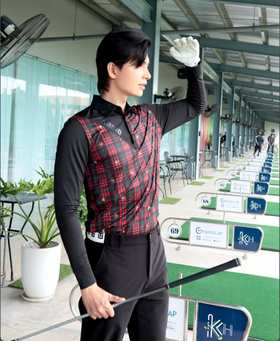 Áo Polo dài tay họa tiết caro  - Nam - Tartan