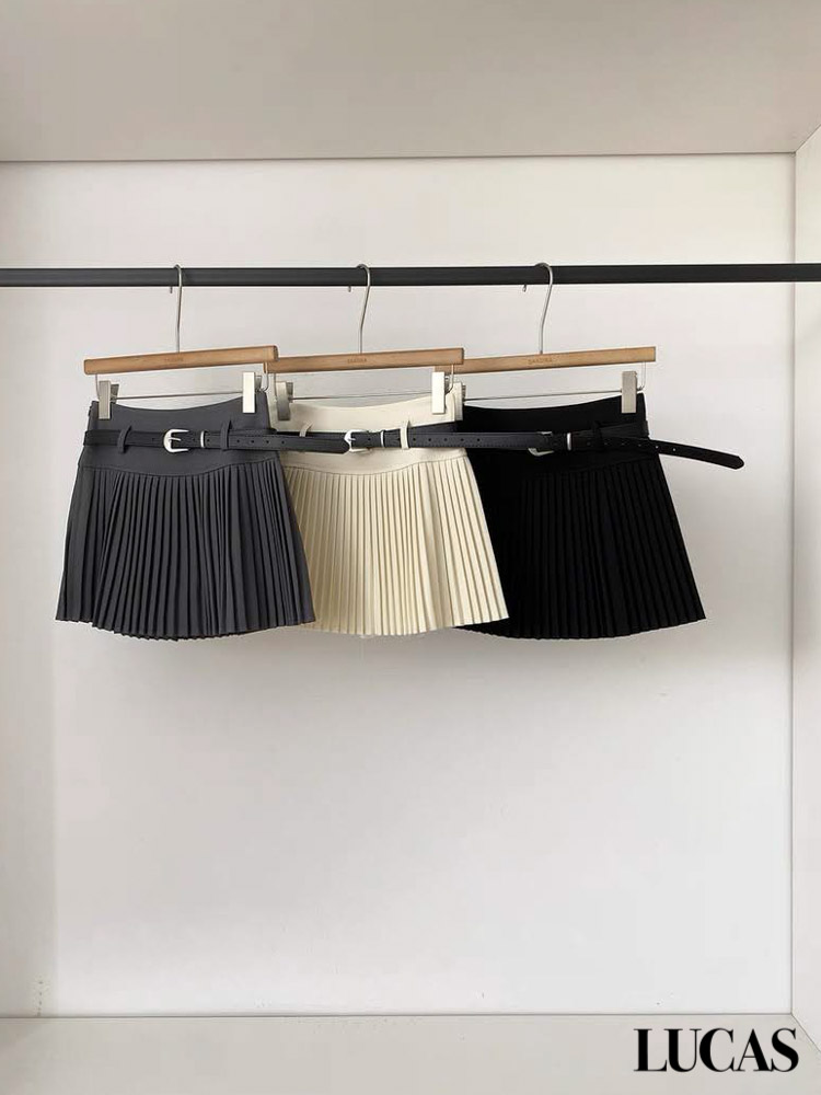 Chân váy xếp ly hạ eo + belt da đen_thumbnail_4