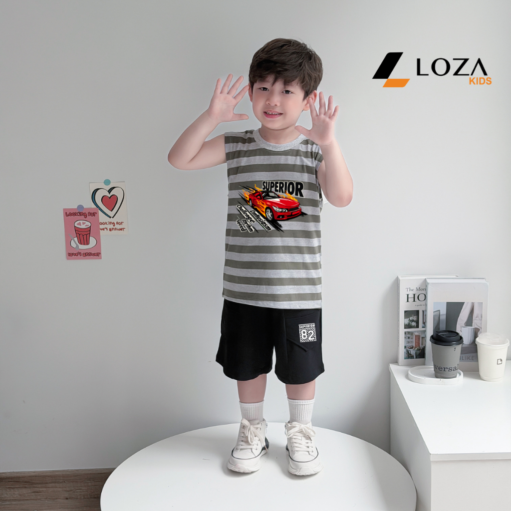 Bộ ba họa tiết kẻ ngang bé trai hình Ô TÔ - Loza Kids IB656_thumbnail_4
