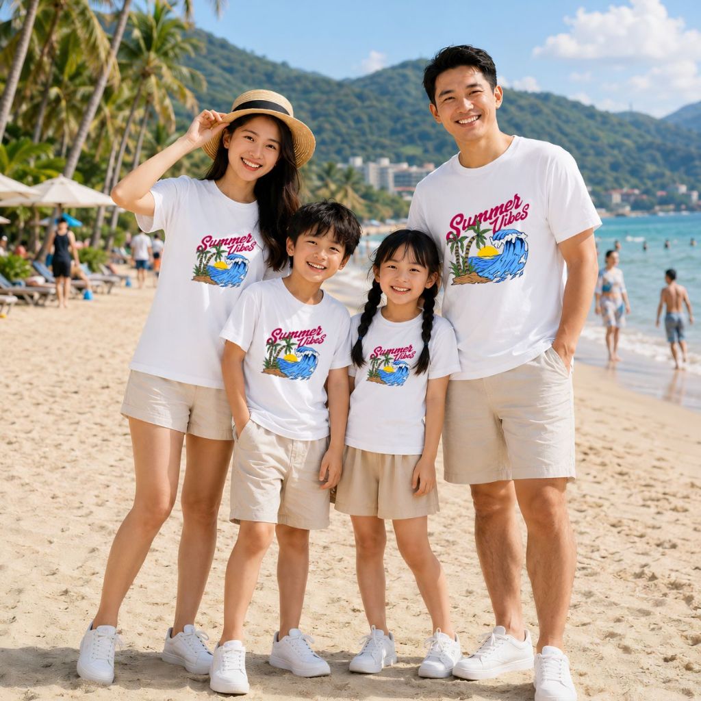 [Form Rộng] Áo phông đồng phục hội, nhóm du lịch hình cây dừa Summer Vibes - LOZA GD001_thumbnail_0