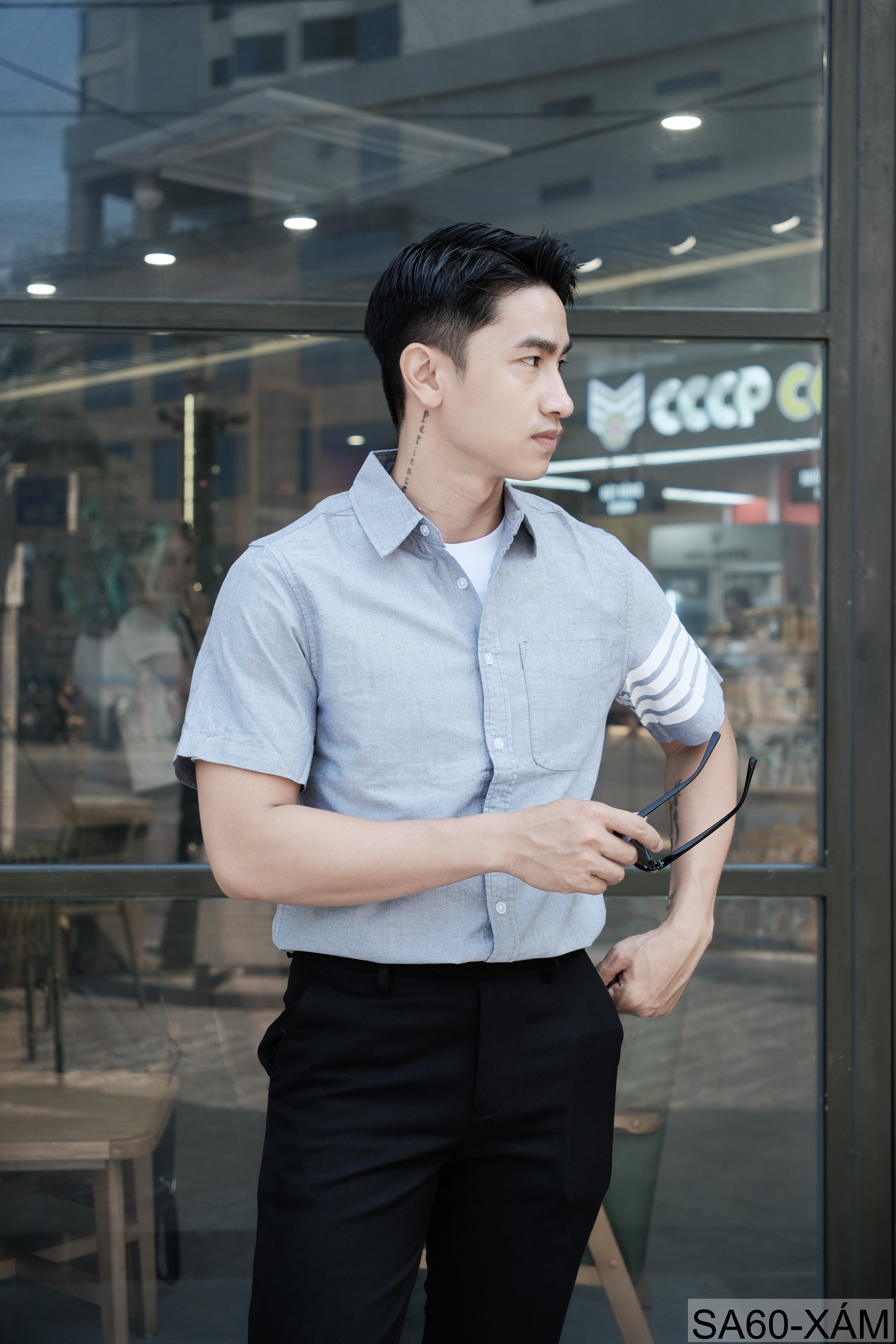 SA60 - Áo Sơ Mi Nam Tay Ngắn Phong Cách Nhật Bản Chất Cotton Thoáng Mát Đa Dụng_thumbnail_22